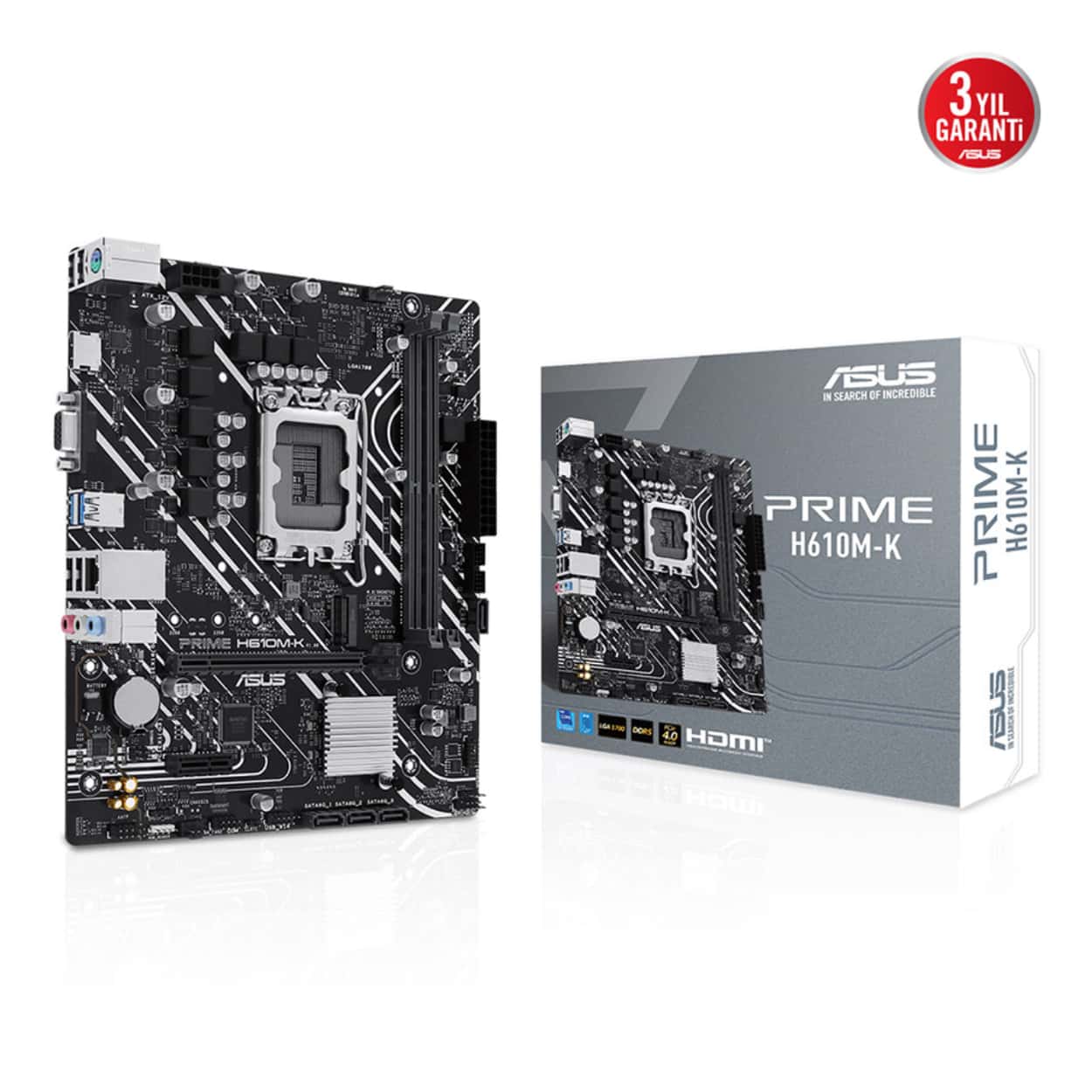 ASUS PRIME H610M-K Intel H610 LGA1700 DDR5 5600 DP HDMI M2 USB3.2 mATX ASUS 5X P - Görsel 1
