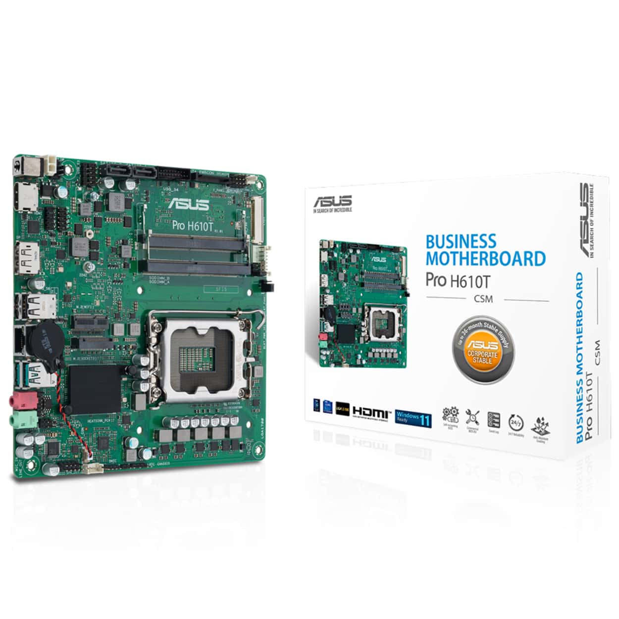 ASUS PRO H610T-CSM LGA1700 DDR5 5600 DP HDMI LVDS M2 USB3.2 Thin Mini ITX 7/24 - Görsel 2