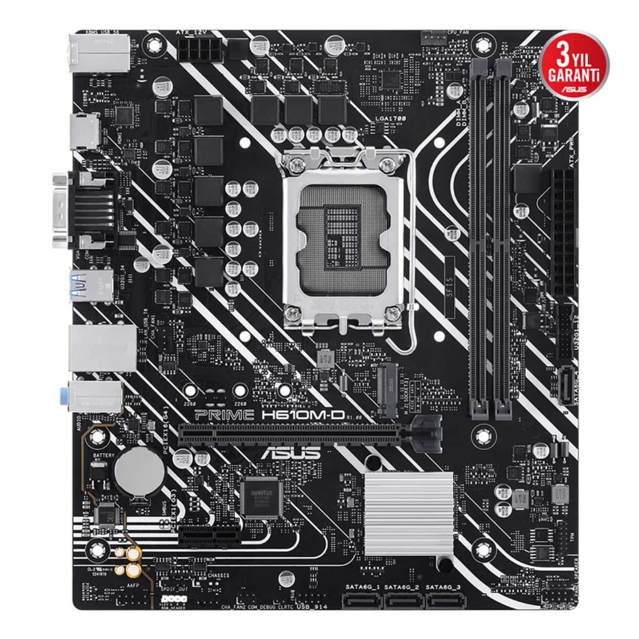 ASUS PRIME H610M-D Intel H610 LGA1700 DDR5 5600 HDMI VGA M2 USB3.2 COM mATX 96GB - Görsel 2