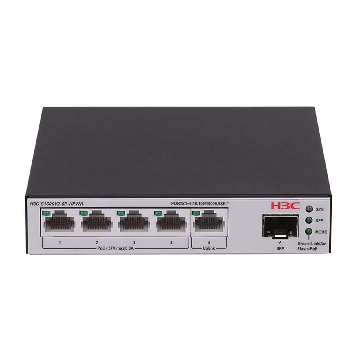 H3C Aolynk S1600V2-6P 4GE Port, 1xGE, 1xSFP Metal L2 Yönetilebilir Switch - Görsel 1