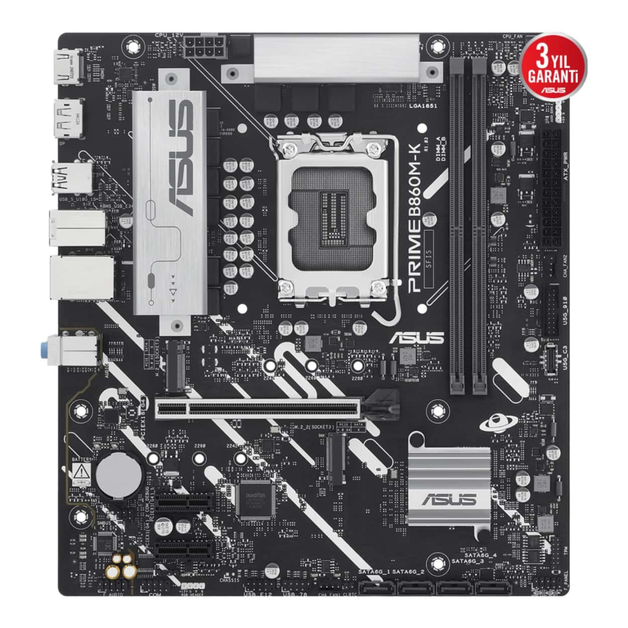 ASUS PRIME B860M-K Intel B860 LGA1851 DDR5 8800 Çift M2 AURA RGB 2.5Gbit LAN mAT - Görsel 2