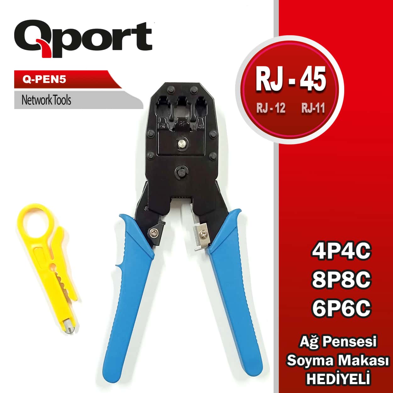 QPORT RJ45 - RJ11- RJ12 PENSE - MAKAS HEDİYELİ (Q-PEN5) - Görsel 1