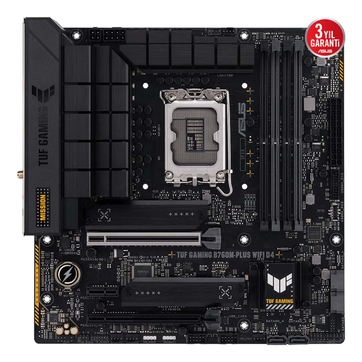 ASUS TUF GAMING B760M-PLUS WIFI D4 Intel B760 LGA1700 DDR4 5333 DP HDMI 3x M2 US - Görsel 2