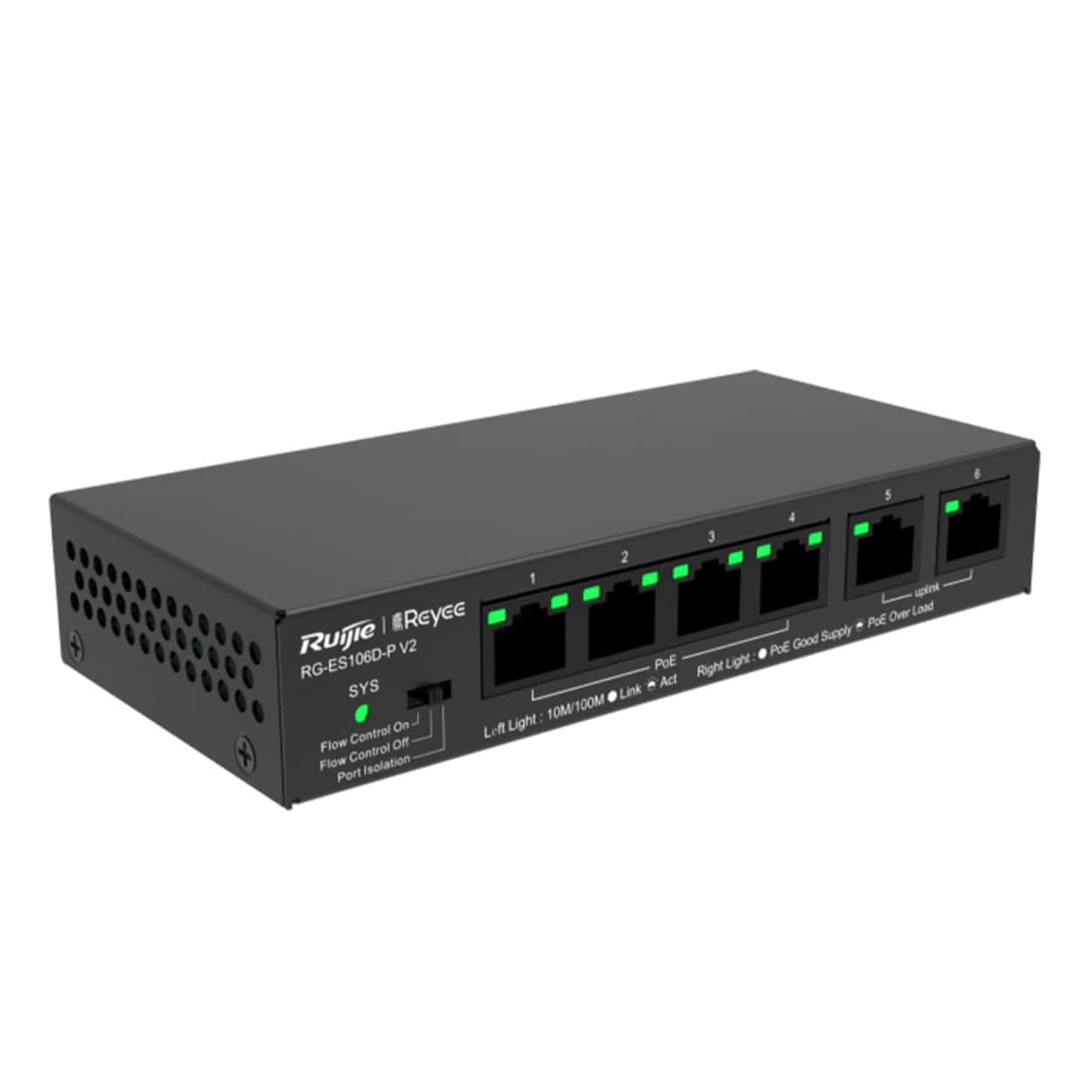 RUIJIE REYEE RG-ES106D-P 4FE Port 54W Poe, 2xFE Uplink Switch - Görsel 1