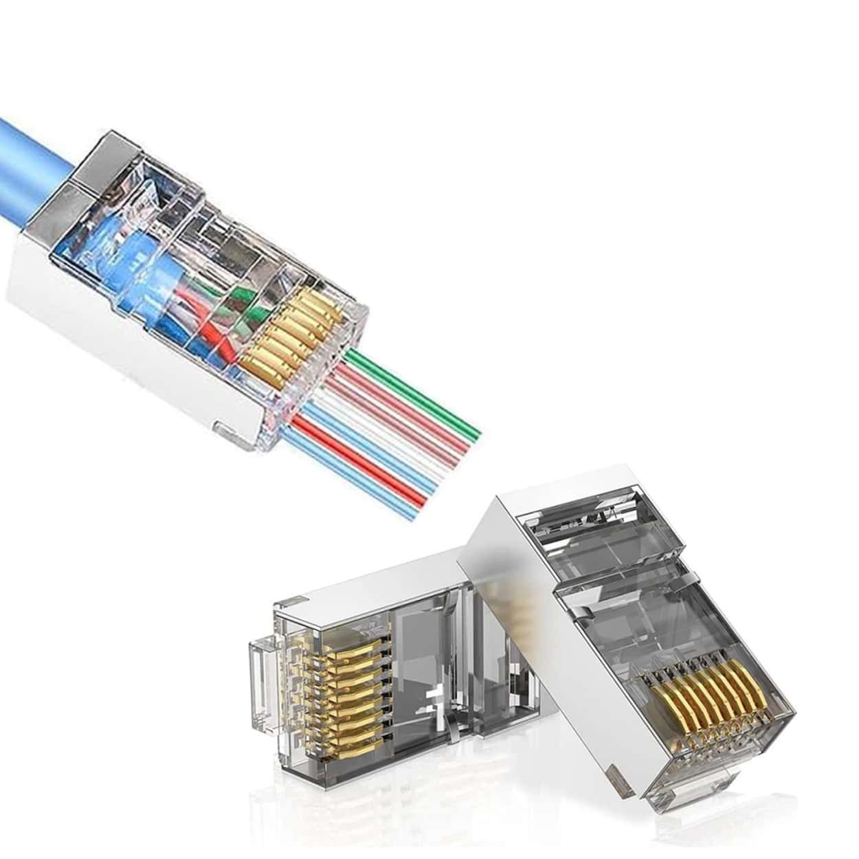 QPORT CAT6 (50Lİ PAKET) EZ-RJ45 YENİ NESİL METAL KONNEKTÖR (Q-J601Y) - Görsel 2