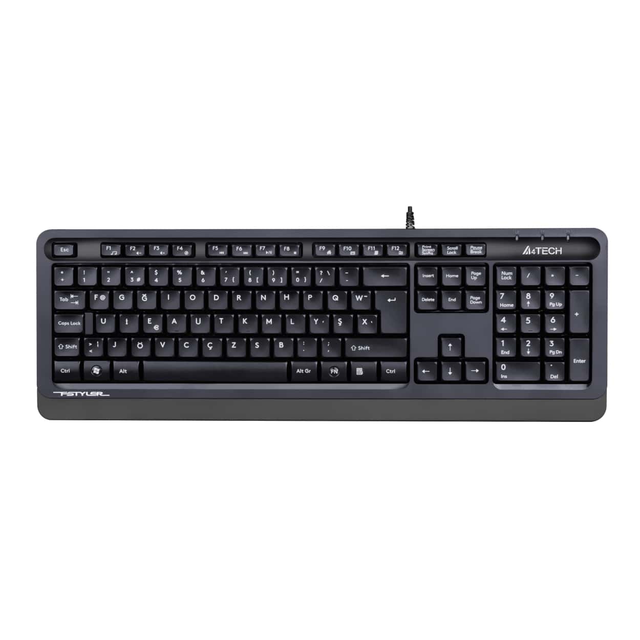 A4 TECH Multimedya Kablolu Klavye USB, F Klavye, Gri (FK10) - Görsel 1
