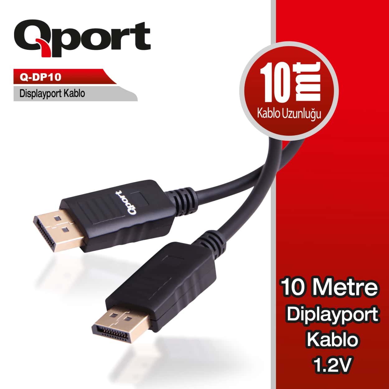QPORT 10M DISPLAY KABLO 1.2V (YENİ VERSİYON EKRAN KARTLARI İLE UYUMLU) (Q-DP10) - Görsel 1