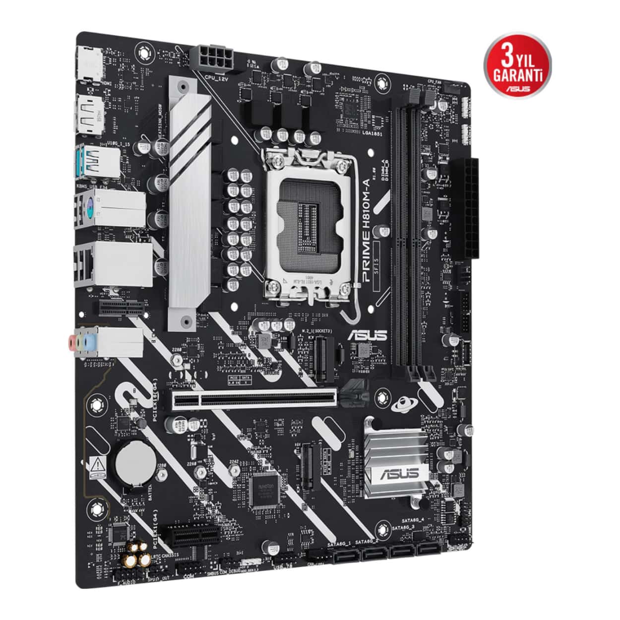 ASUS PRIME H810M-A-CSM LGA1851 DDR5 6400 Çift M2 USB3.2 AURA RGB mATX - Görsel 3
