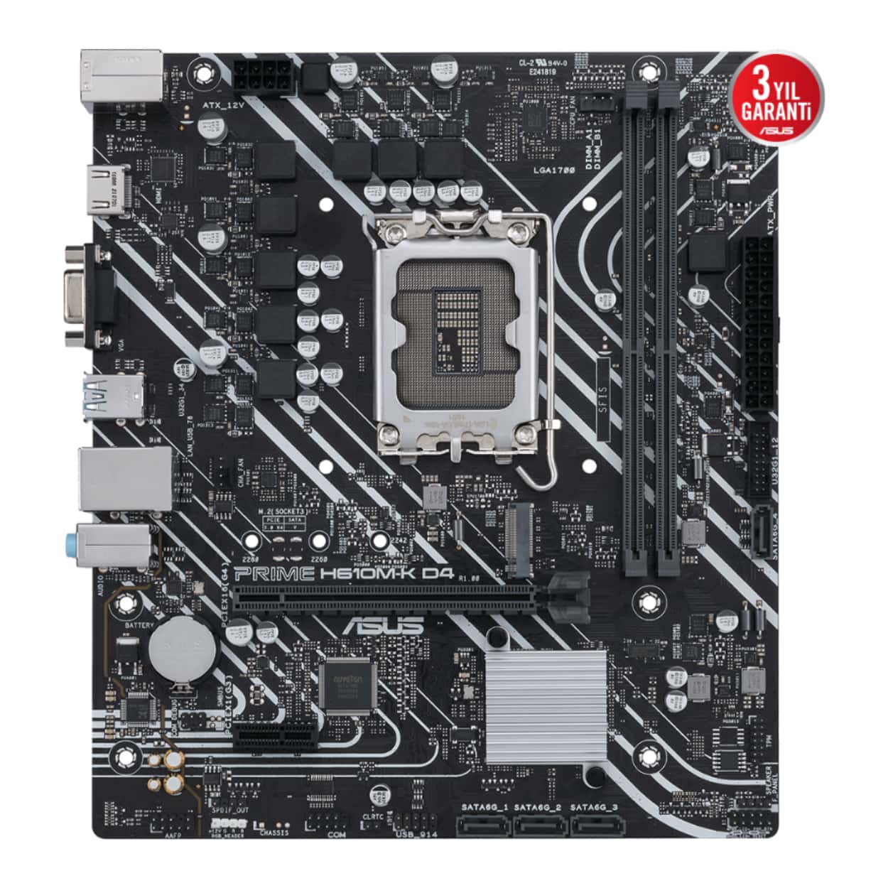 ASUS PRIME H610M-K D4 ARGB Intel H610 LGA1700 DDR4 3200 HDMI M2 USB3.2 AURA RGB - Görsel 2
