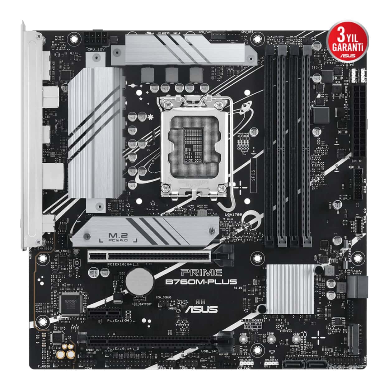 ASUS PRIME B760M-PLUS LGA1700 DDR5 7200 2x M2 USB3.2 AURA RGB 2.5Gbit LAN mATX - Görsel 2
