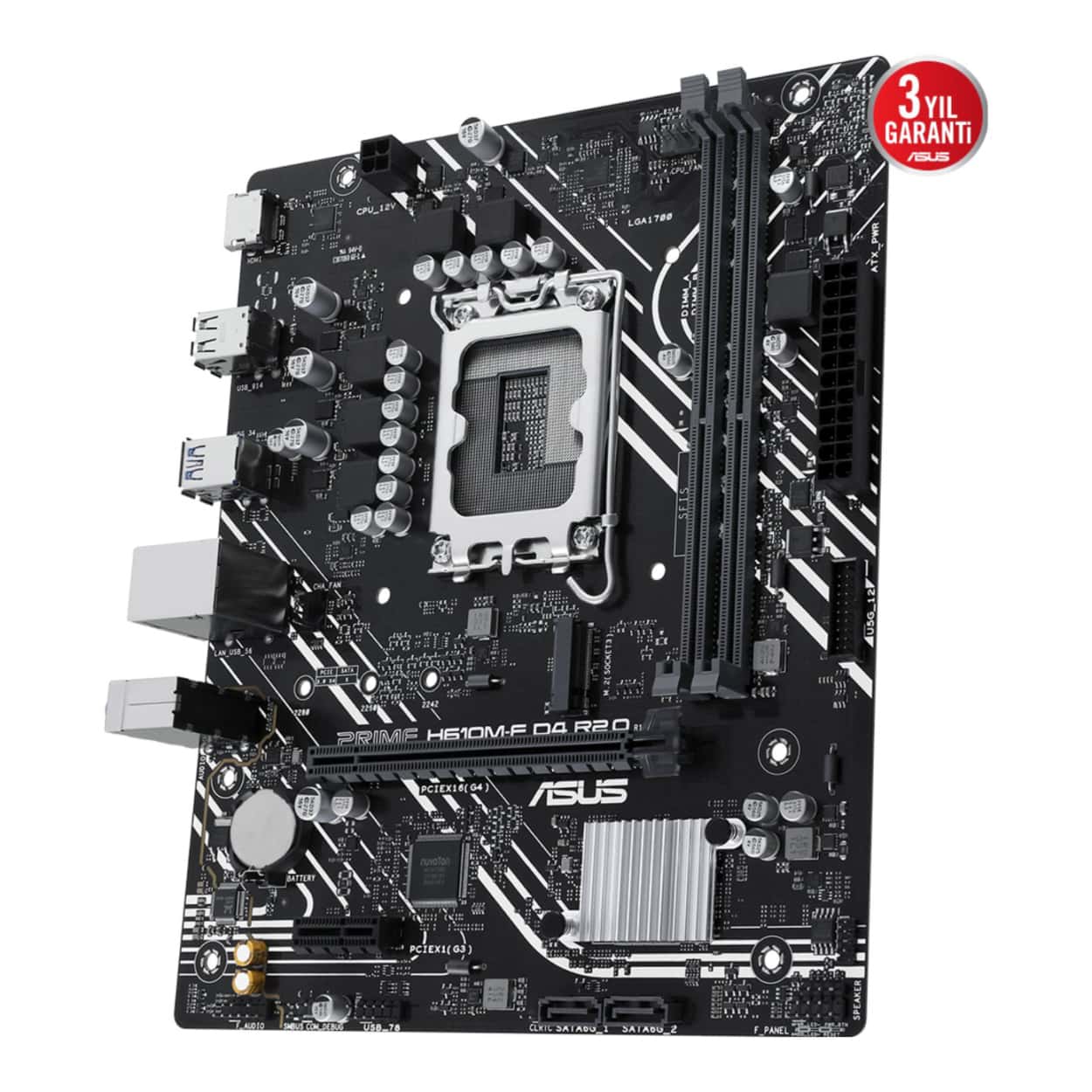 ASUS PRIME H610M-F D4 R2.0 LGA1700 DDR4 3200 HDMI M2 USB3.2 mATX - Görsel 3