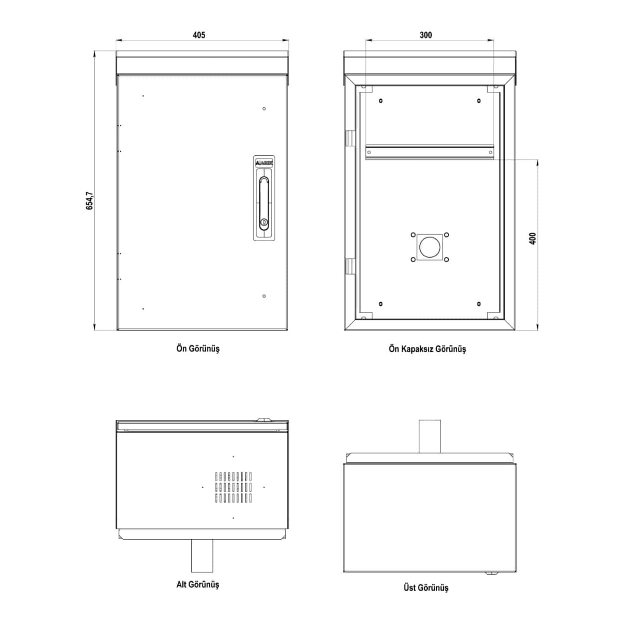 AGER MİNİMOBESE 400x250x600 ÇİFT CİDARLI OUTDOOR KABİNET+DİREK MONTAJ KİTİ - Görsel 2