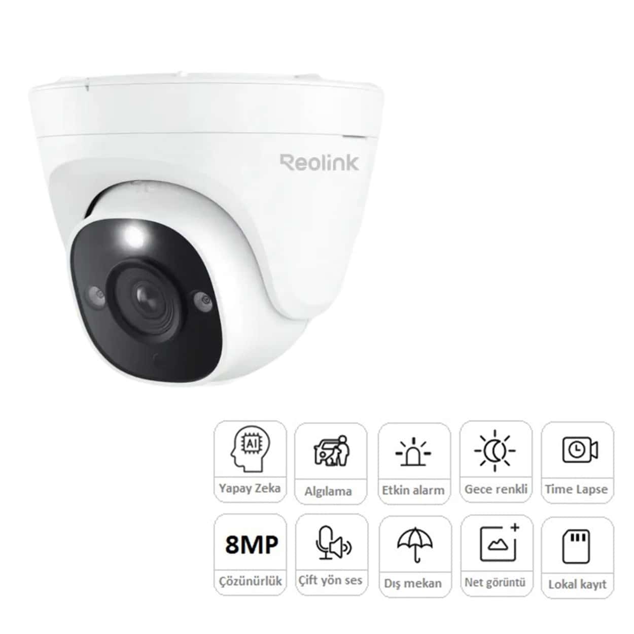 REOLINK P334 8MP 2.8mm IR Dome Kamera (Renkli) - Görsel 1