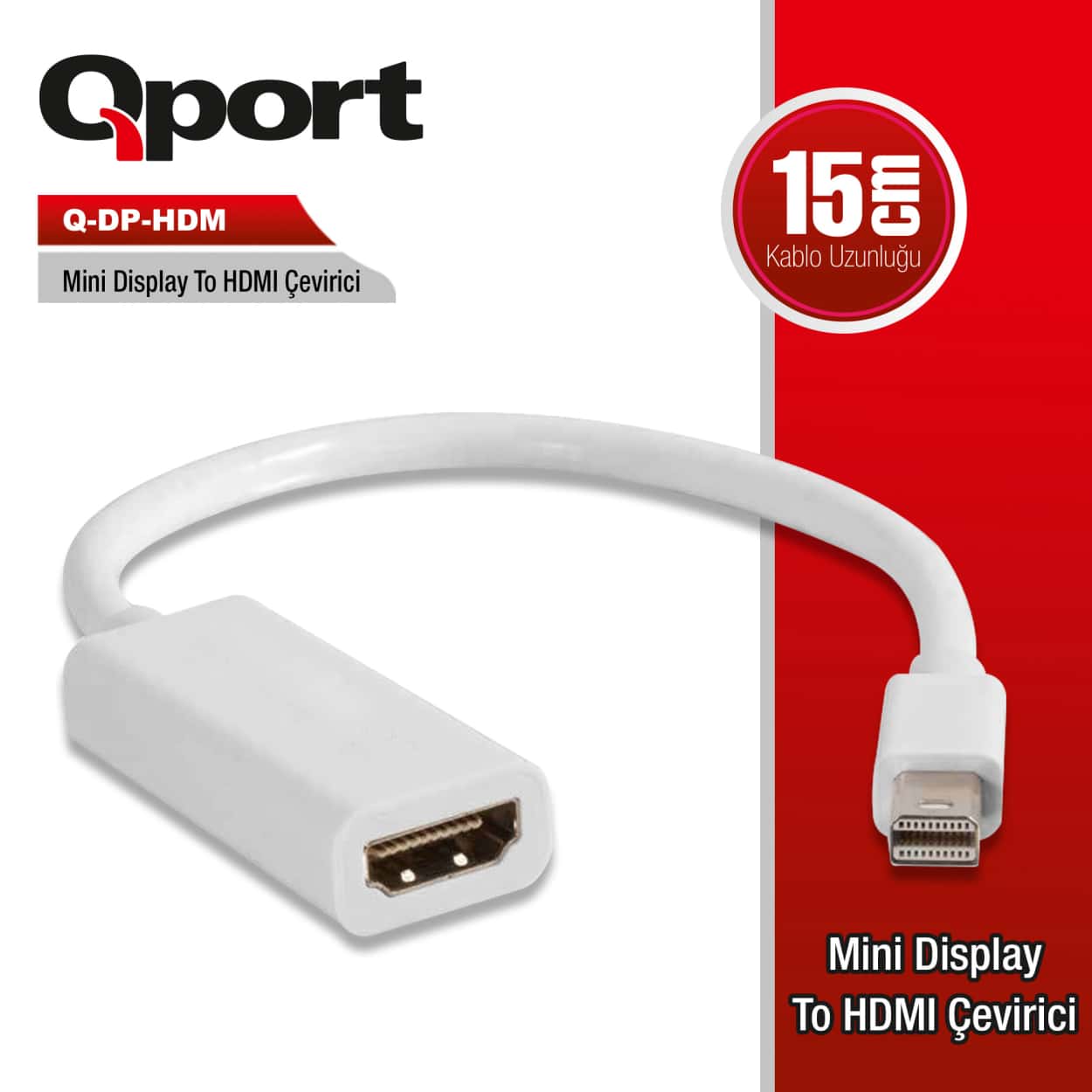 QPORT MINI DISPLAY to HDMI ÇEVİRİCİ 4K 30Hz (Q-DP-HDM) - Görsel 1