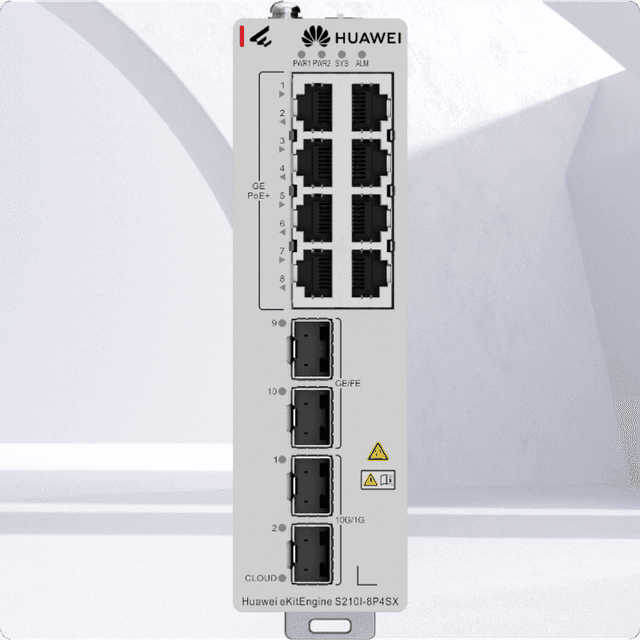 HUAWEI eKitEngine S210I-8P4SX 8GE PoE+, 2xGE + 2x10GE SFP 240W Endüstriyel Clo
