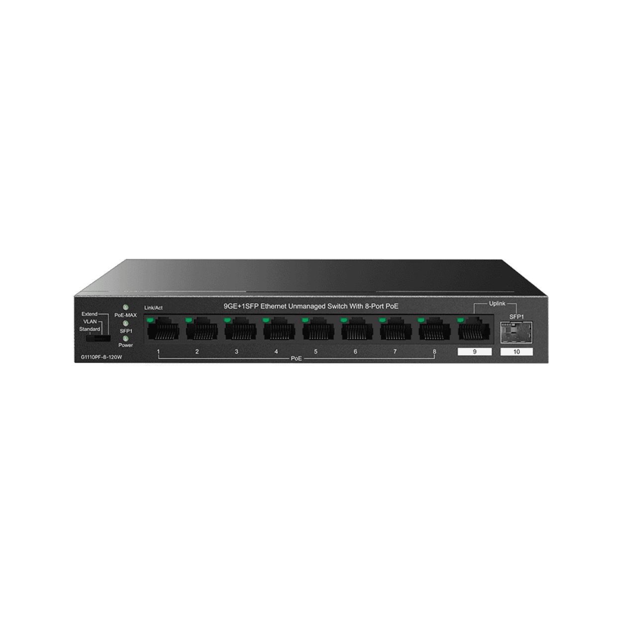 IP-COM G1110PF-8-120W 8GE PoE Port (120W), 1xSFP + 1x GE Uplink Switch - Görsel 1