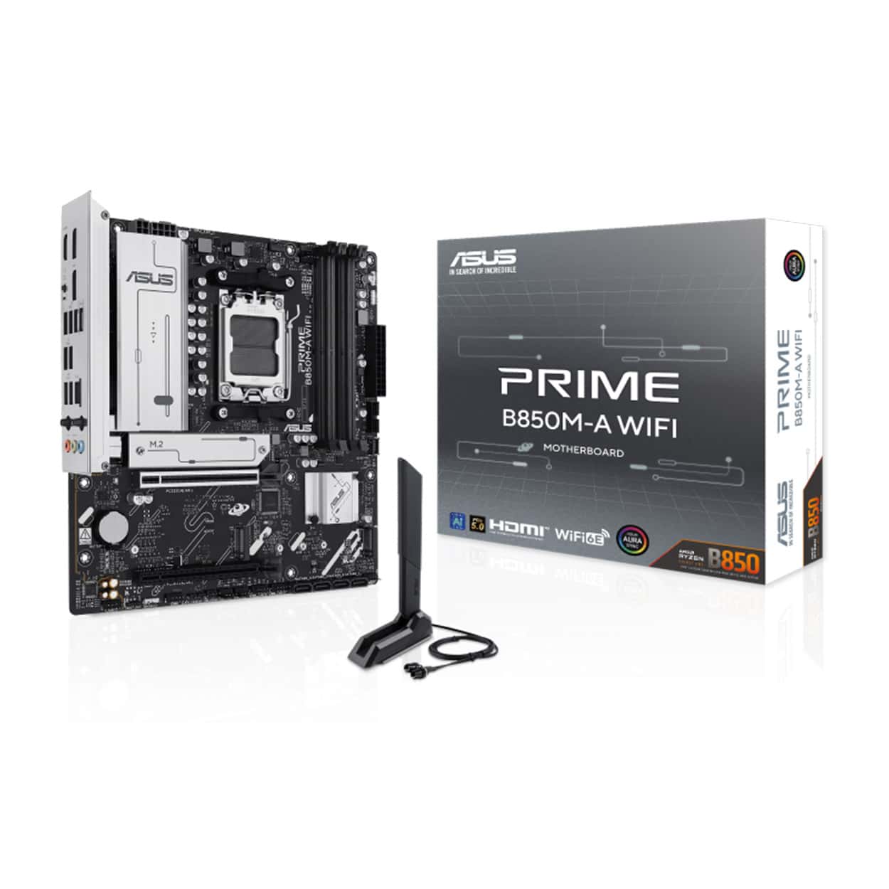 ASUS PRIME B850M-A WIFI DDR5 8000 2xDP HDMI 3xM2 AURA RGB mATX - Görsel 3