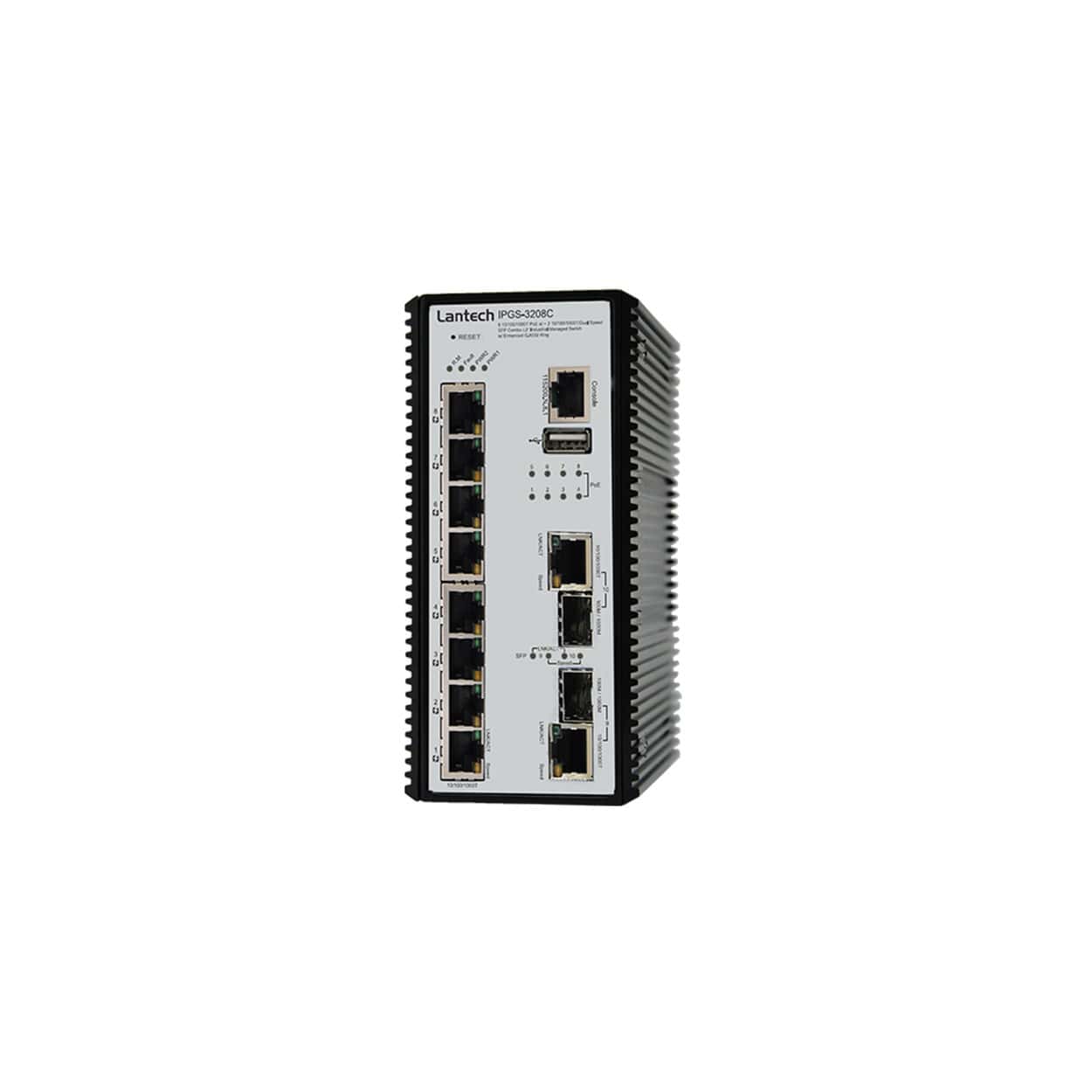LANTECH IPGS-3208C-48V-E 8 10/100/1000T + 2 10/100/1000T - Görsel 1