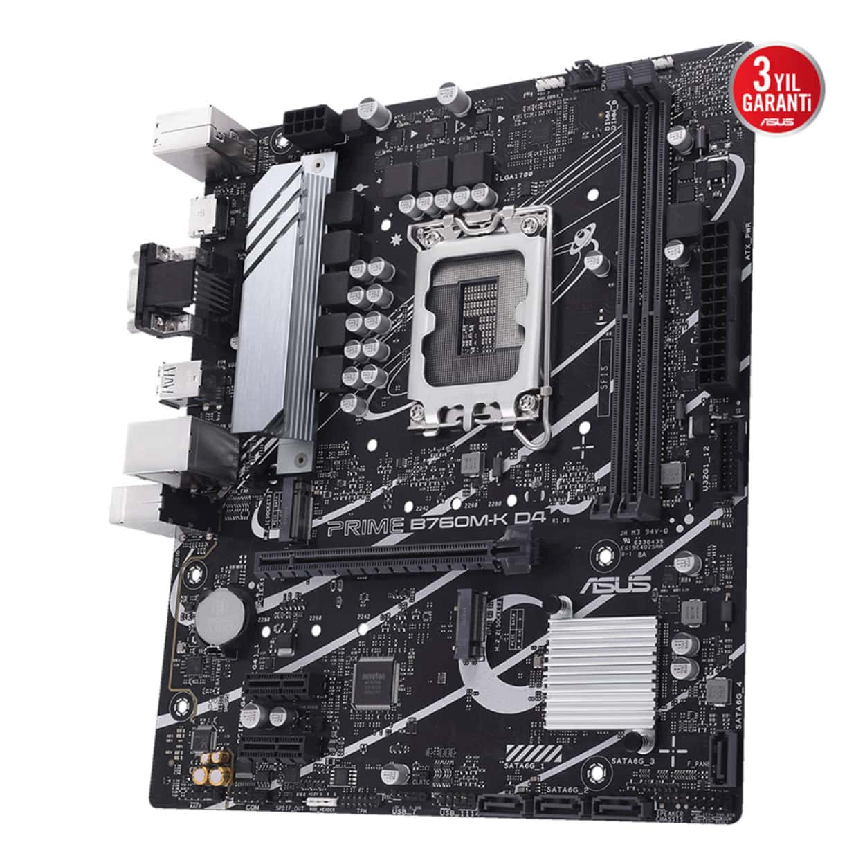 ASUS PRIME B760M-K D4 Intel B760 LGA1700 DDR4 5333 HDMI VGA 2x M2 USB3.2 AURA RG - Görsel 3