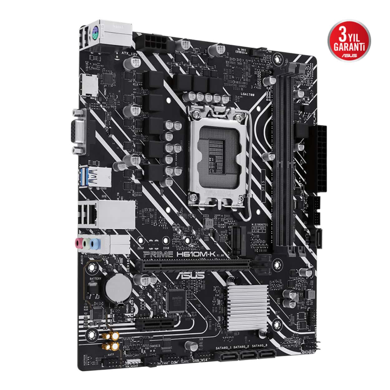 ASUS PRIME H610M-K Intel H610 LGA1700 DDR5 5600 DP HDMI M2 USB3.2 mATX ASUS 5X P - Görsel 3