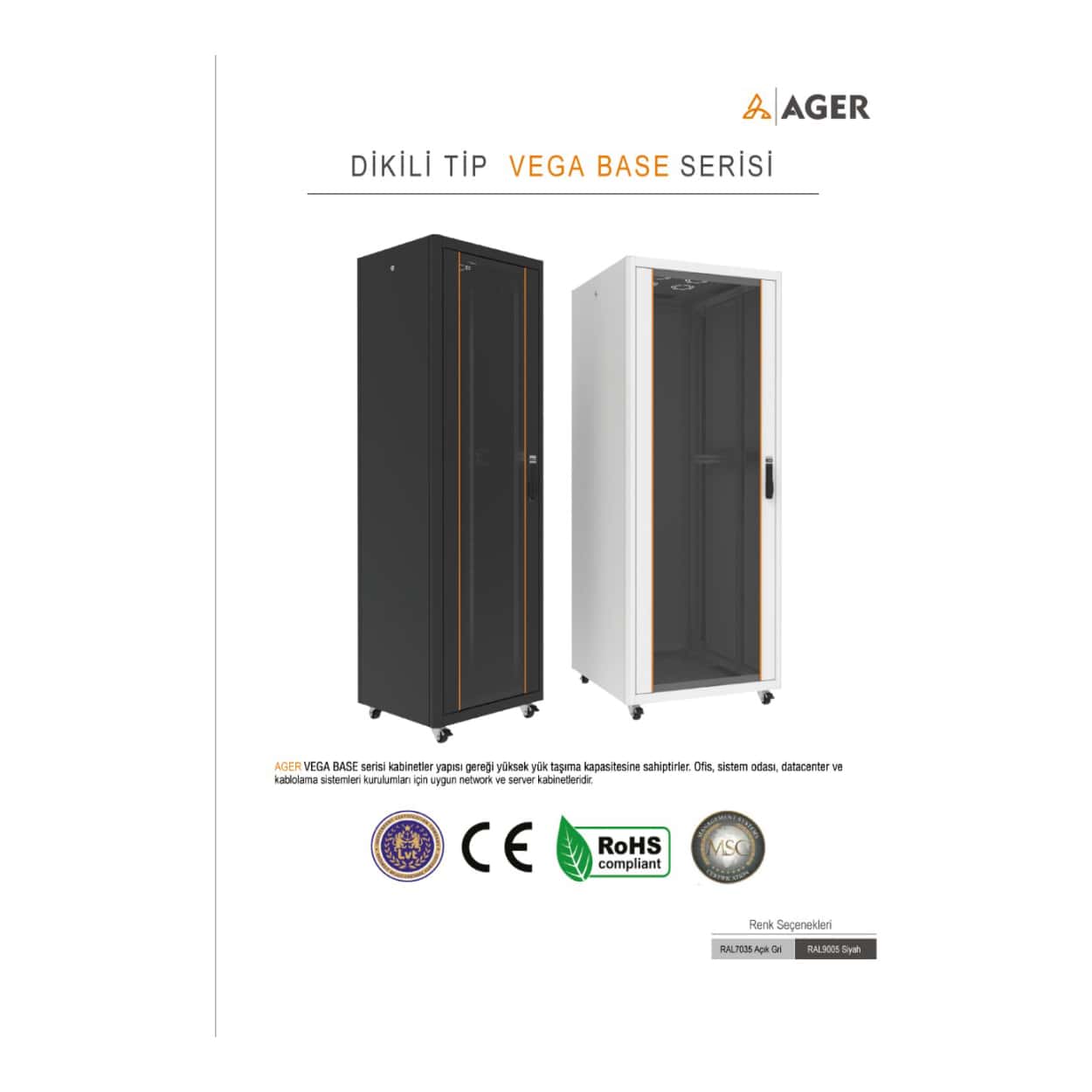 AGER Vega Base 36U W=600mm D=600mm 19'' Dikili Tip Kabinet - Görsel 1