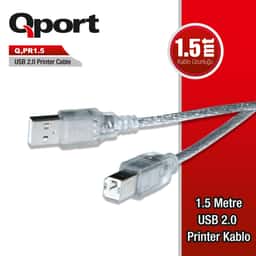QPORT 1.5M USB2.0 PRINTER KABLOSU (Q-PR1.5) - Küçük Görsel 1