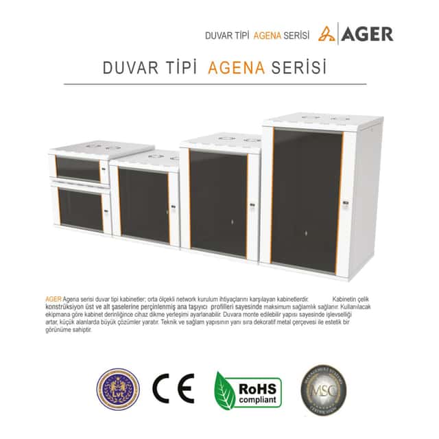 AGER Agena Base 20U W=600mm D=600mm 19'' Duvar Tipi Kabinet