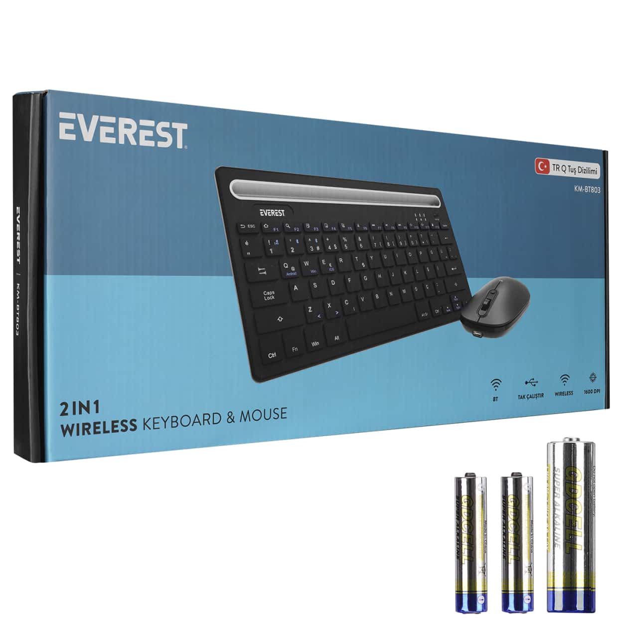EVEREST KM-BT803 Siyah 3 in 1 BT 5.0+3.0+2.4Ghz 1600dpi Q Multimedia Kablosuz - Görsel 7