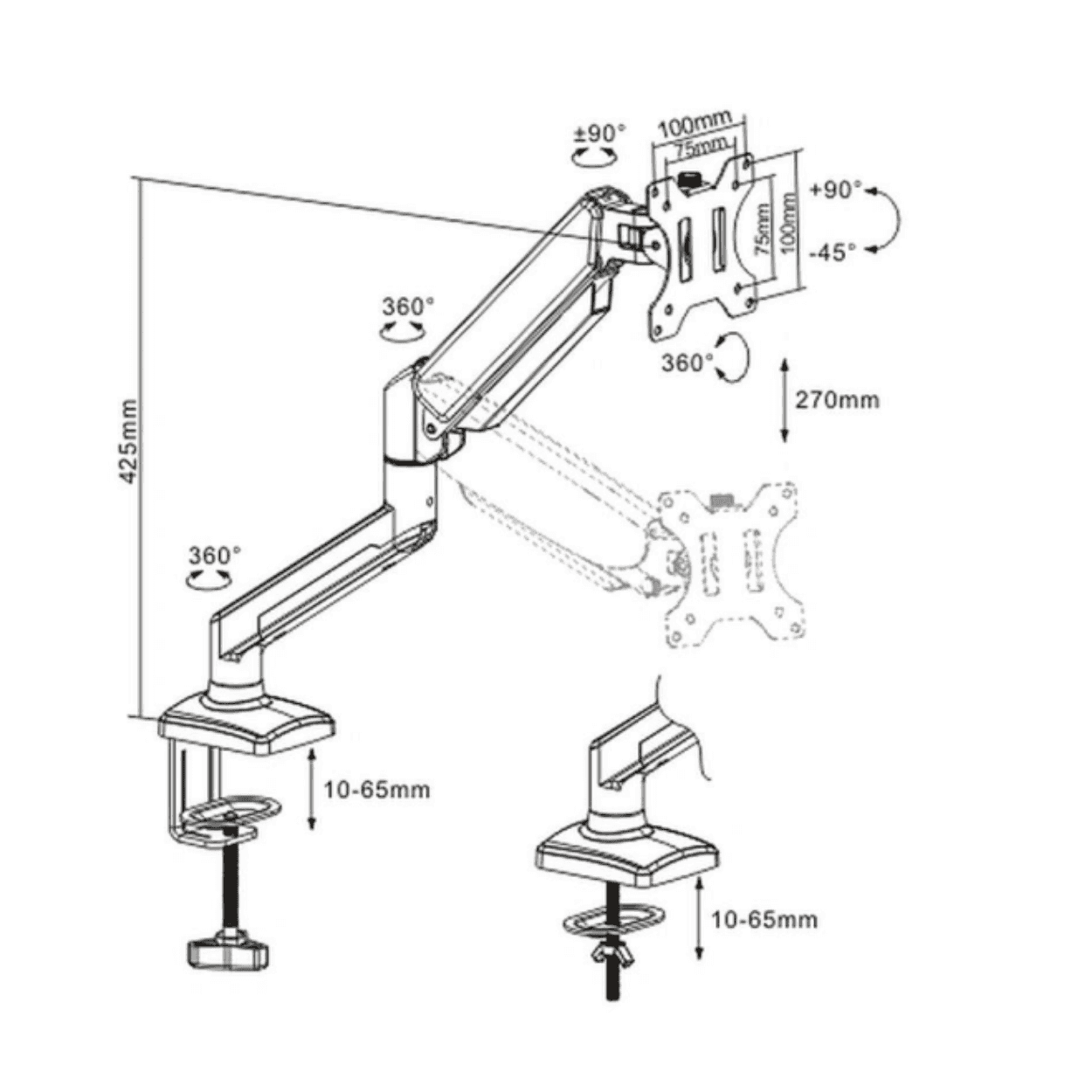 BEEK BA-MM-02 Masaya Monte edilebilen Monitör Ayağı - Görsel 2