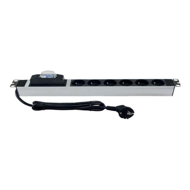 AGER Alüminyum Grup Priz 6'lı Schuko, 1U, 19", 16A (AGER 6xDIN49440)