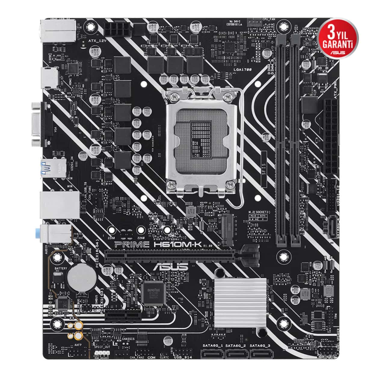 ASUS PRIME H610M-K Intel H610 LGA1700 DDR5 5600 DP HDMI M2 USB3.2 mATX ASUS 5X P - Görsel 2