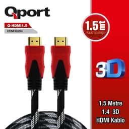 QPORT 1.5M ALTIN UÇLU HDMI KABLO 1.4V (Q-HDMI1.5) - Küçük Görsel 1