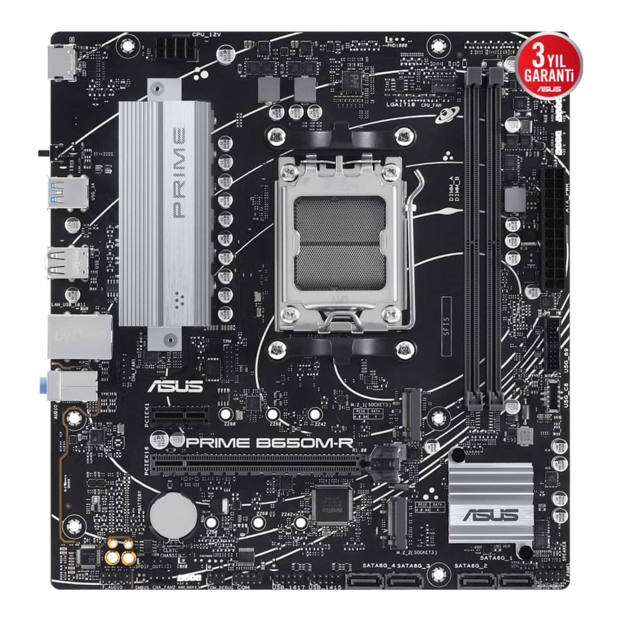 ASUS PRIME B650M-R AM5 DDR5 7200 HDMI 2xM2 AURA RGB 2.5GLAN mATX - Görsel 2