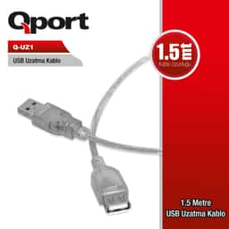 QPORT 1.5M USB2.0 UZATMA KABLOSU (Q-UZ1) - Küçük Görsel 1
