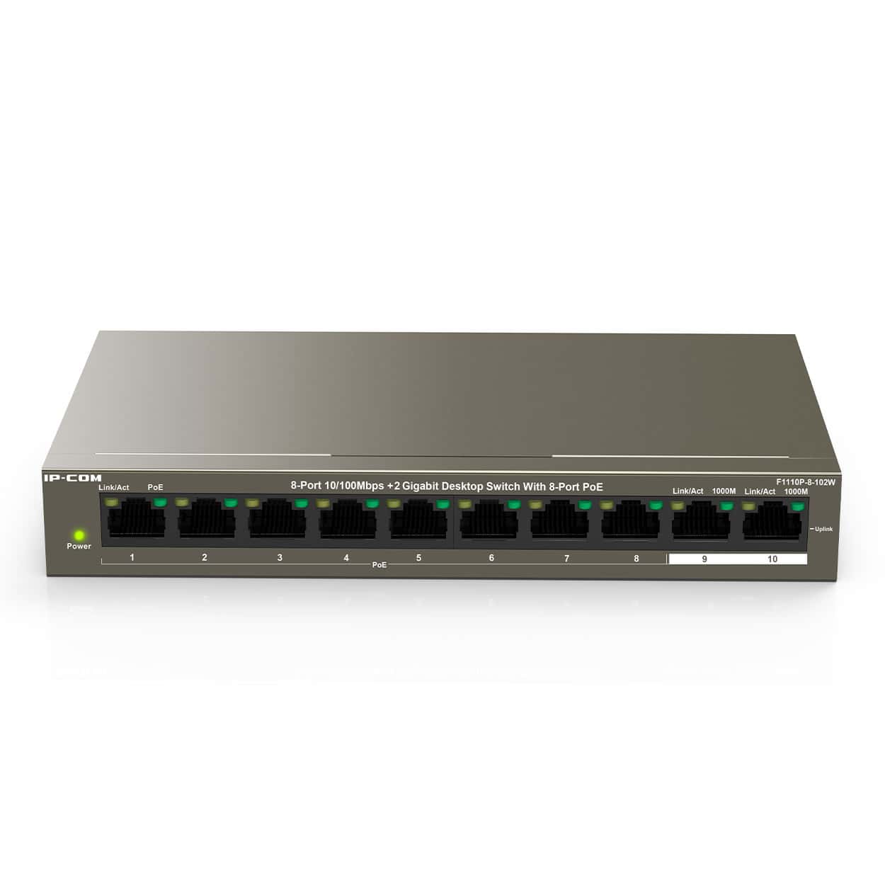 IP-COM F1110P-8-102W 8FE PoE Port (102W), 2GE Uplink Desktop Switch - Görsel 1