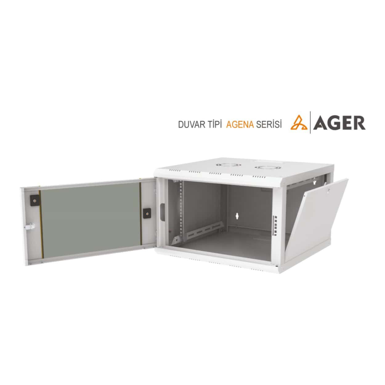 AGER Agena Base 12U W=600mm D=450mm 19'' Duvar Tipi Kabinet - Görsel 2