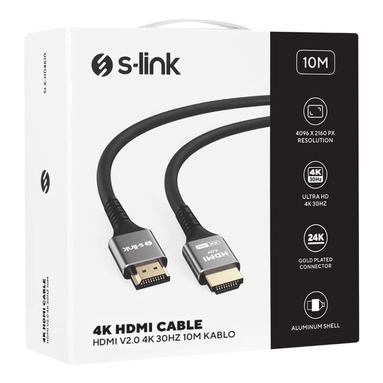 S-LINK SLX-HD4K10 19+1 HDMI to HDMI 10m Metal v2.0 4K (4096*2160) 30Hz Kablo - Görsel 4