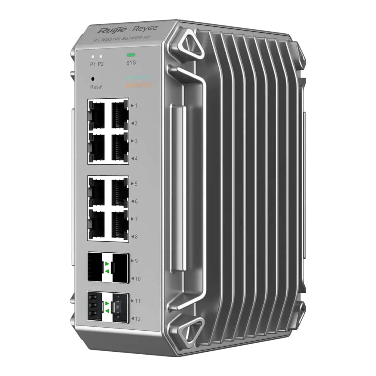 RUIJIE REYEE RG-NIS3100 8GE PoE/PoE+, 4GE SFP,240W Endüstriyel - Görsel 1