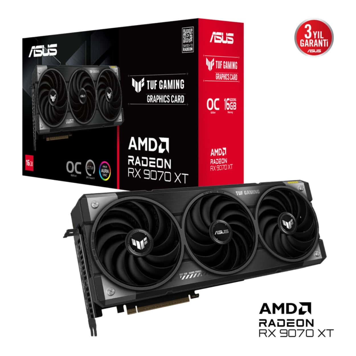 16 GB ASUS TUF-RX9070XT-O16G-GAMING AMD RX 9070XT GDDR6 OC EKRAN KARTI - Görsel 1