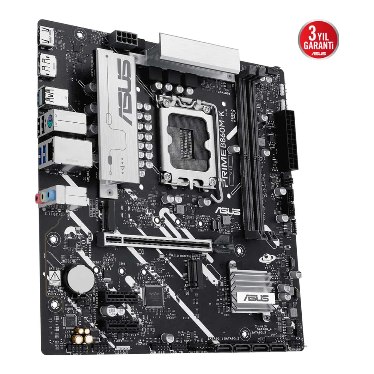 ASUS PRIME B860M-K Intel B860 LGA1851 DDR5 8800 Çift M2 AURA RGB 2.5Gbit LAN mAT - Görsel 4