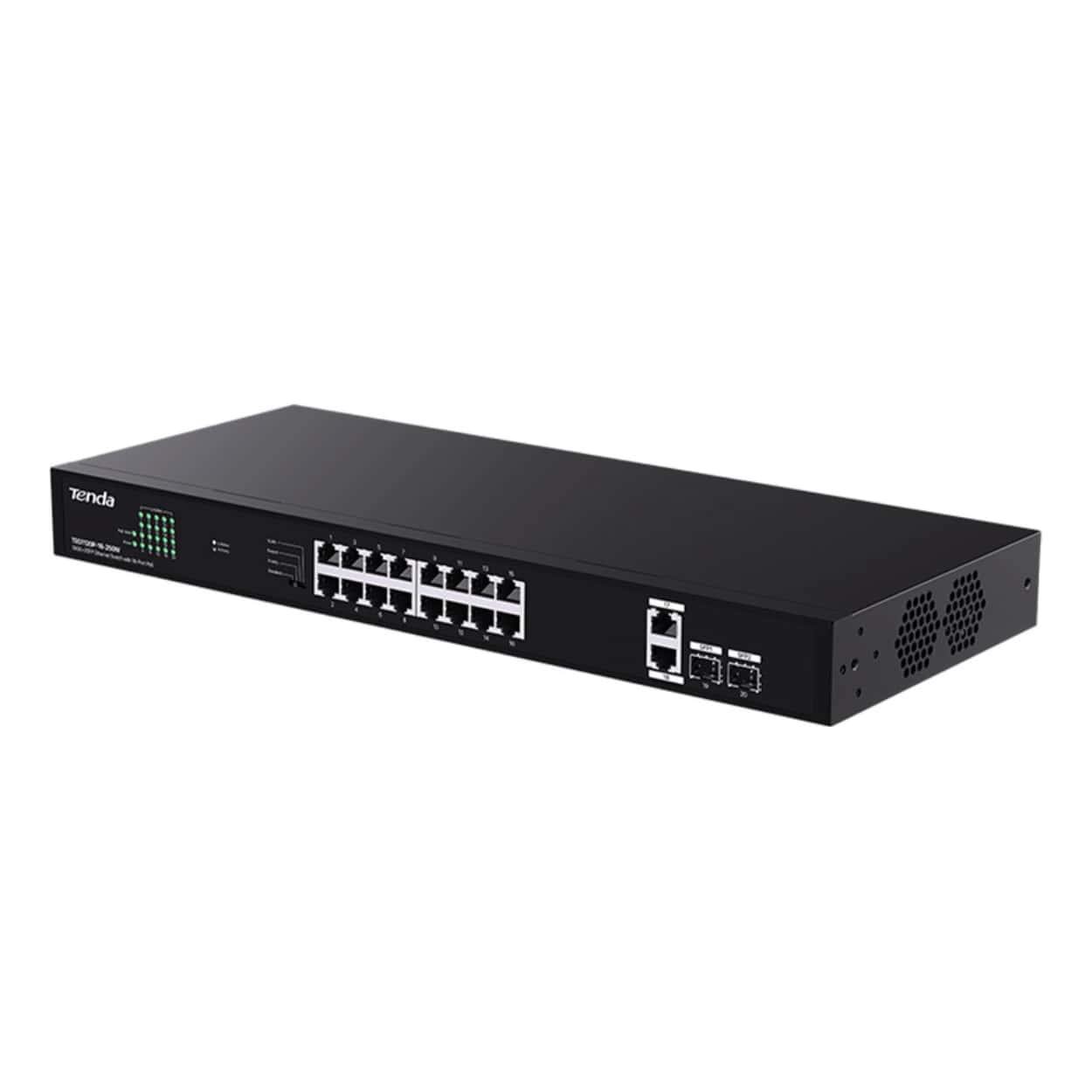 TENDA TEG1120P-16-250W 16GE PoE Port (250W), 2x Uplink, 2xSFP Switch - Görsel 2