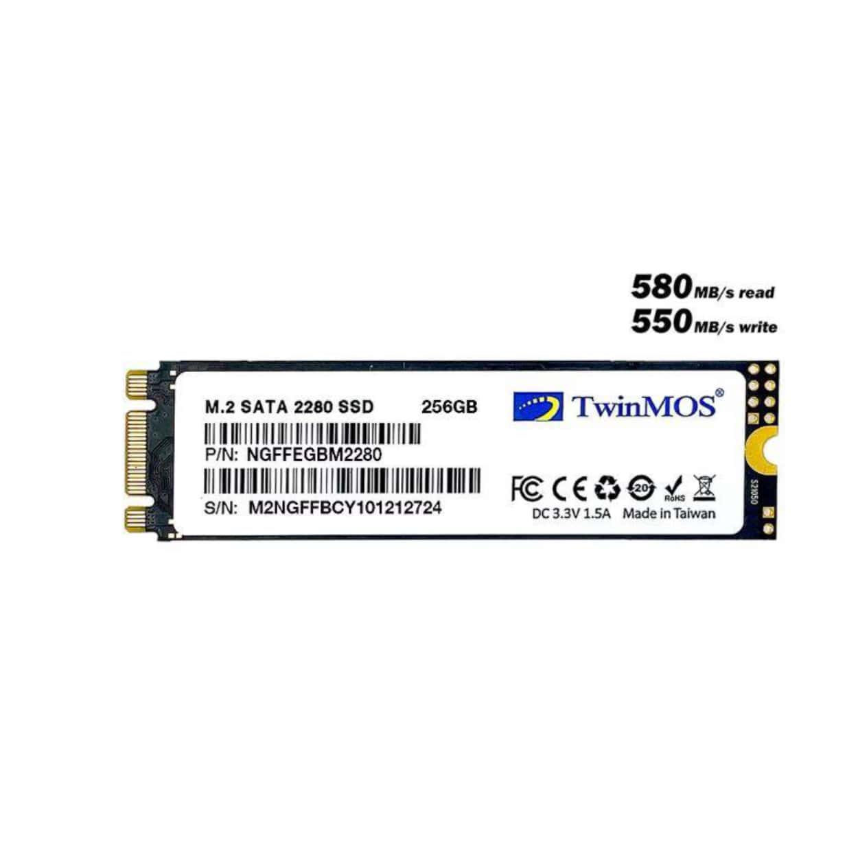 TwinMOS 256GB M.2 2280 SATA3 SSD (580Mb-550Mb/s) 3DNAND - Görsel 1