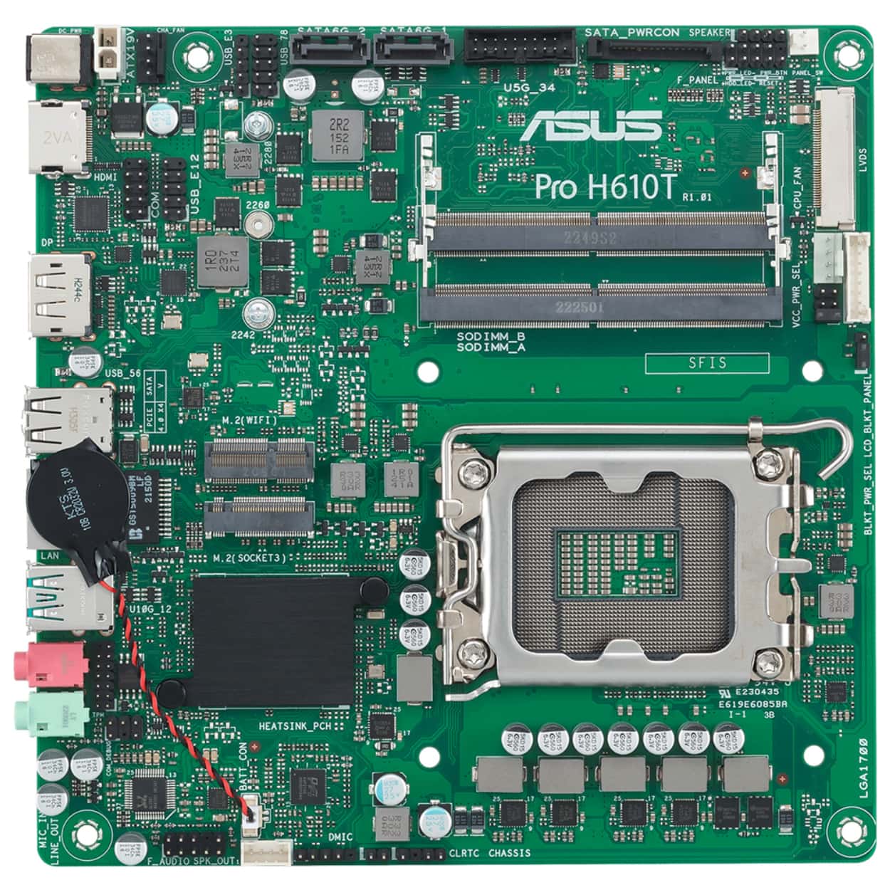 ASUS PRO H610T-CSM LGA1700 DDR5 5600 DP HDMI LVDS M2 USB3.2 Thin Mini ITX 7/24 - Görsel 8