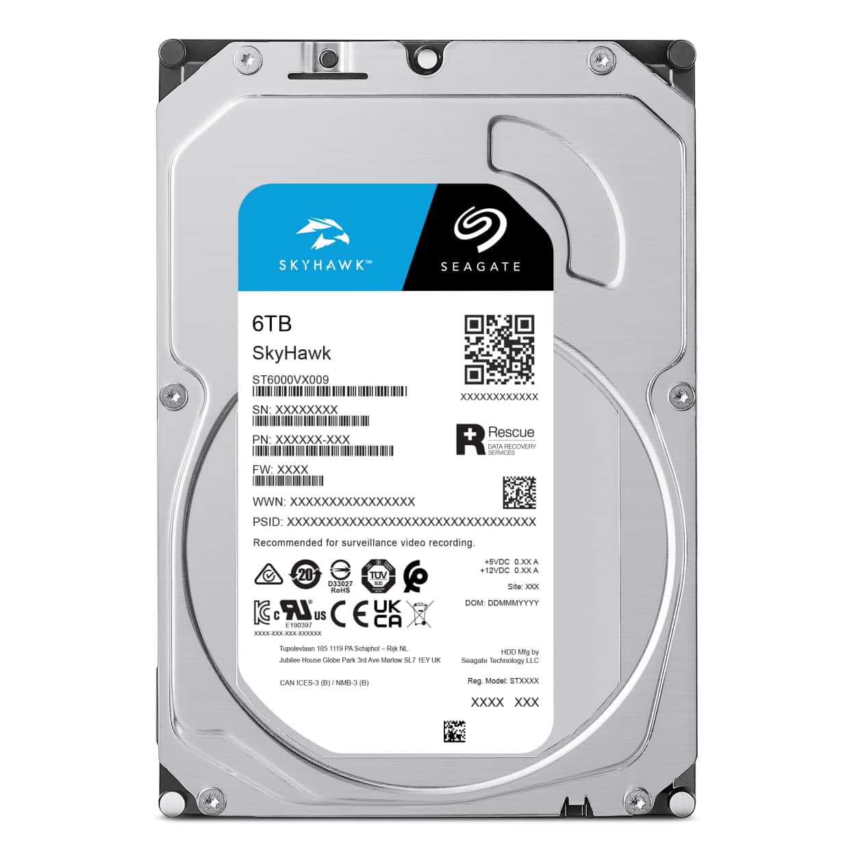 SEAGATE SKYHAWK 6 TB 256MB 5400RPM SATA3.0  7/24 DVR,NVR için Güvenlik HDD - Görsel 1