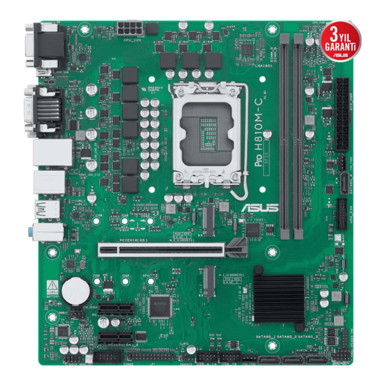 ASUS PRO H810M-C-CSM LGA1851 DDR5 6400 Çift M2 USB3.2 COM mATX - Görsel 2
