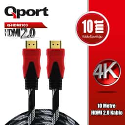 QPORT 10M ALTIN UÇLU ÖRGÜLÜ KABLO 2.0V 4K 60Hz (Q-HDMI103) - Küçük Görsel 1