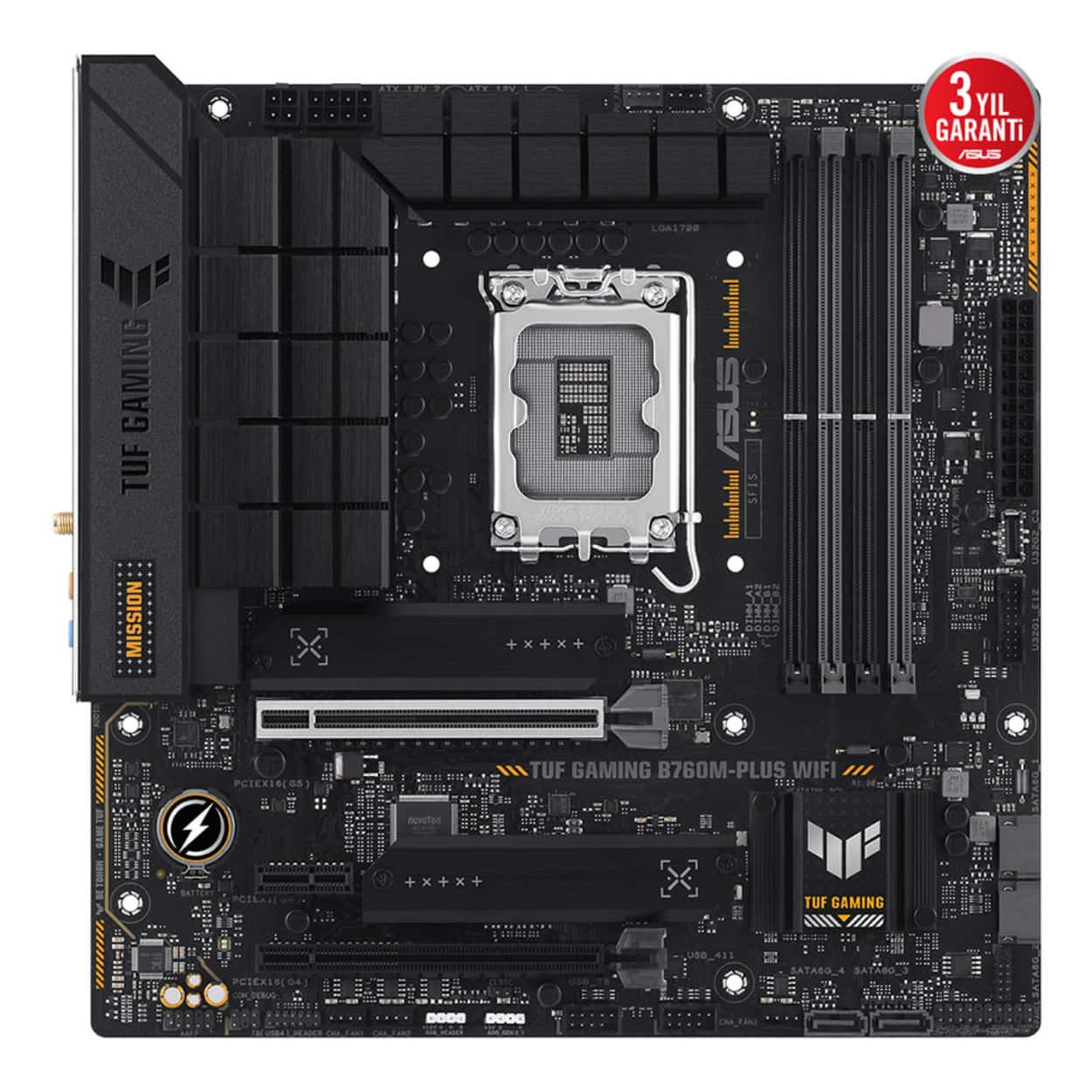 ASUS TUF GAMING B760M-PLUS WIFI Intel B760 LGA1700 DDR5 7200 HDMI VGA 2x M2 USB3 - Görsel 2
