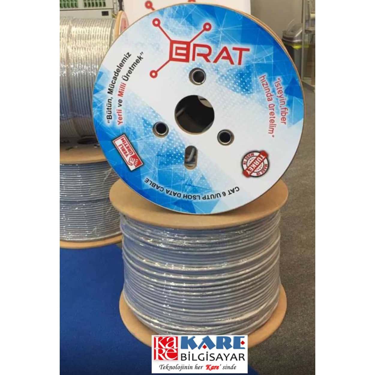 ERAT CAT6 U/UTP LSOH GRI 23 AWG 500m Makara 4x2x23# - Görsel 1