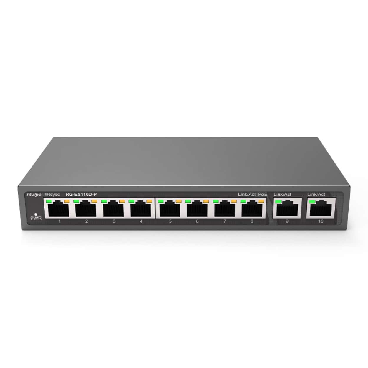 RUIJIE REYEE RG-ES110D-P 8FE Port 110W Poe, 2GE Uplink Metal Kasa - Görsel 2