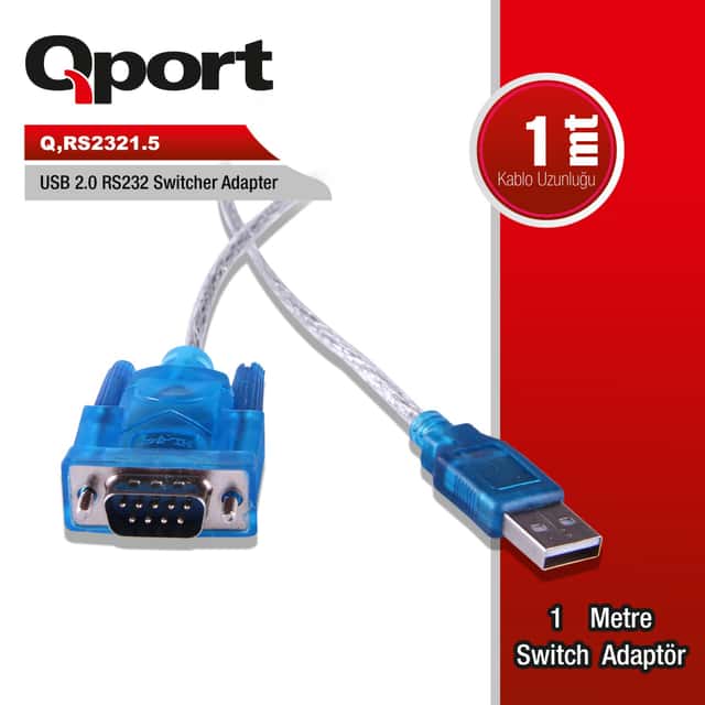 Qport USB 2.0 to RS232 & Paralel Dönüştürücü Kablo – 1.5 Metre (Q-RS2321.5)